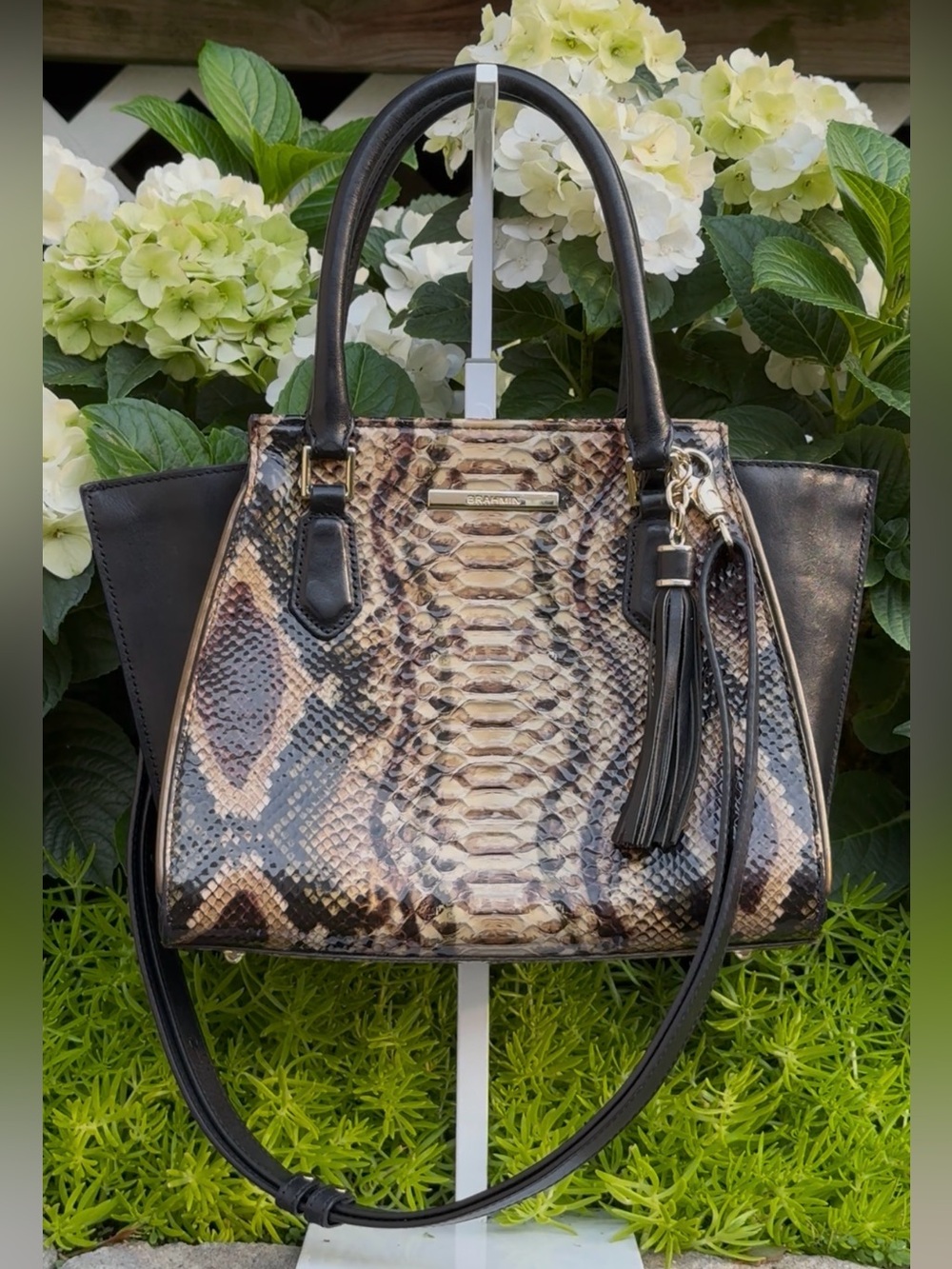 Brahmin Mini Priscilla Crossbody Satchel Python Travertine Ballington Melbourne